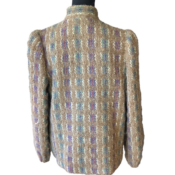 VTG DonnKenny Separates Lambswool Blend Woven Knit Sweater Coat 8/M Neut… - Picture 3 of 14